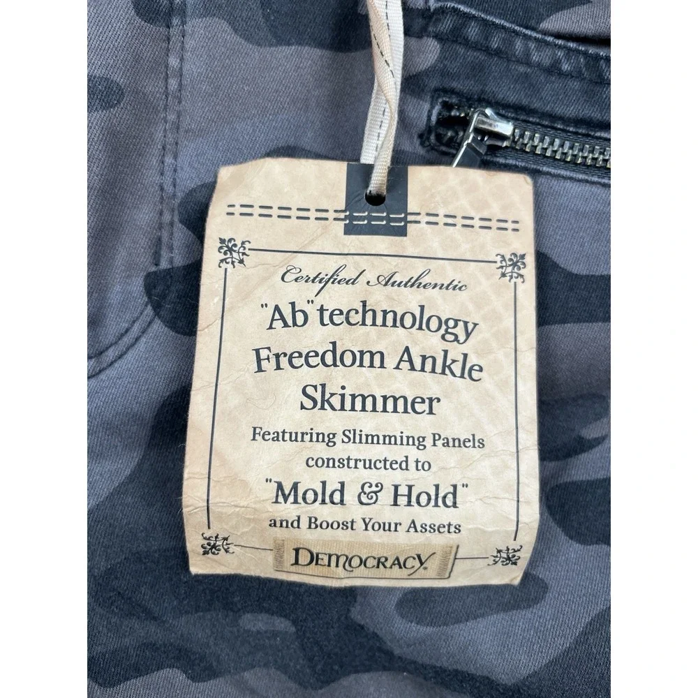 Democracy Jeans Womens 8 Gray Camo Ab Technology Skinny Ankle Stretch Pants